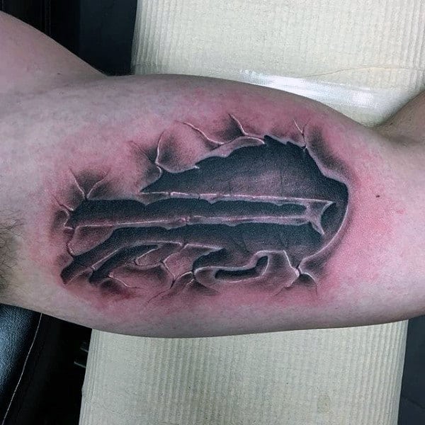 Buffalo Guys Football Stone 3d Bicep Tattoos