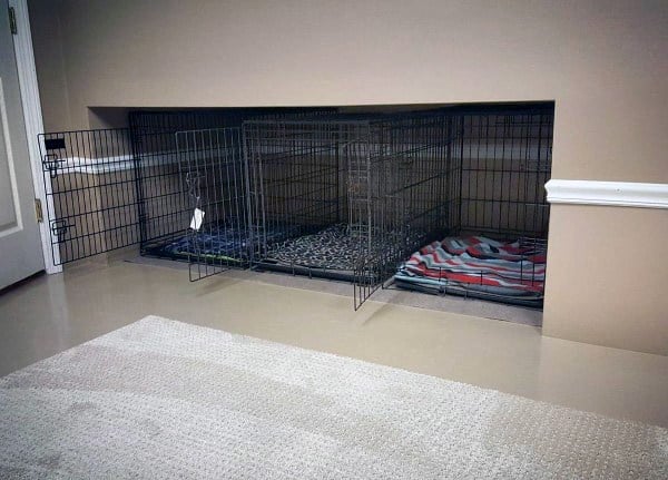 built-in dog cages with pillows 