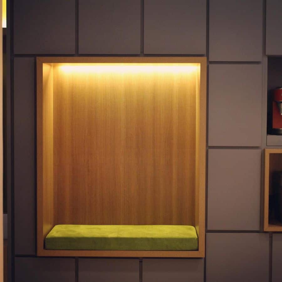 small built-in reading nook 