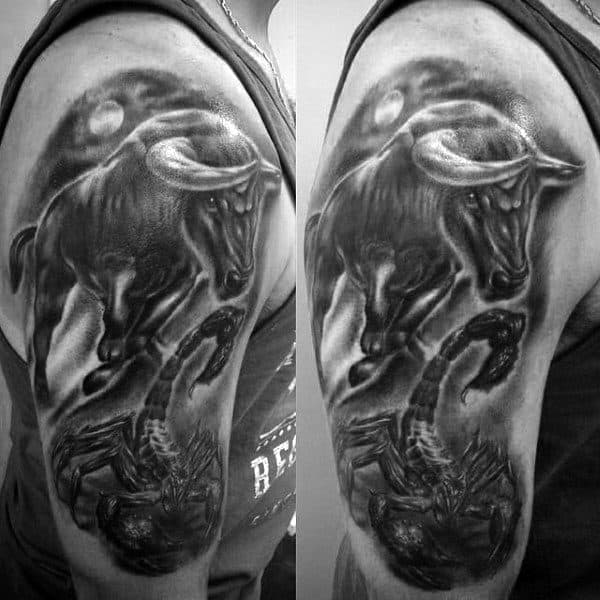 Bull Head Tattoo For Men On Arm