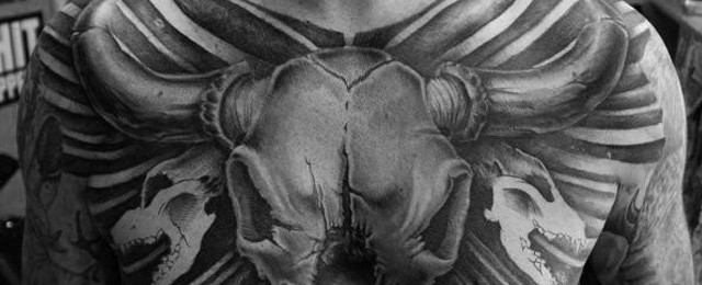 Bull Skull Tattoo Designs For Men