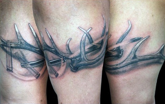Bullet Casing Elk Antler Tattoos For Guys On Forearm