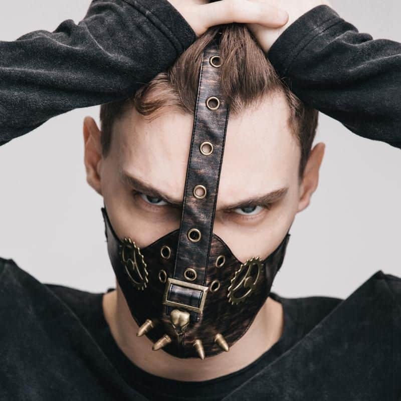 Men wearing black punk mask