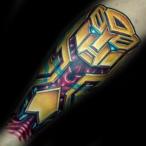 Bumblebee Mens Transformers 3d Tattoo On Forearm
