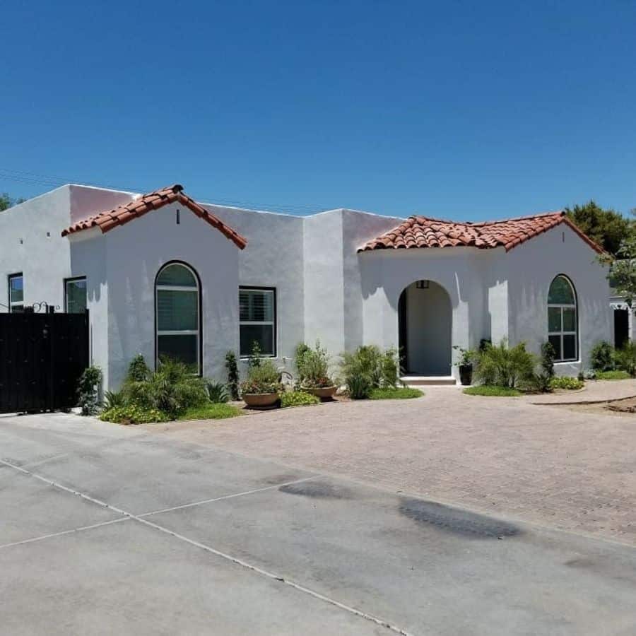 white bungalow spanish-style home 