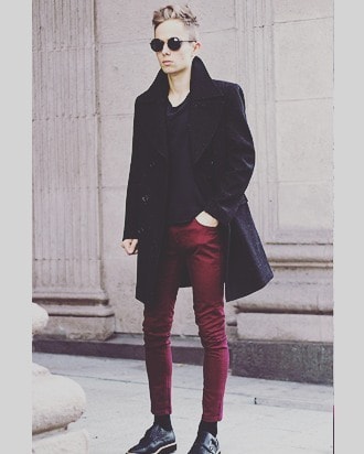 Burgundy Pants Mens Wear Street Wear