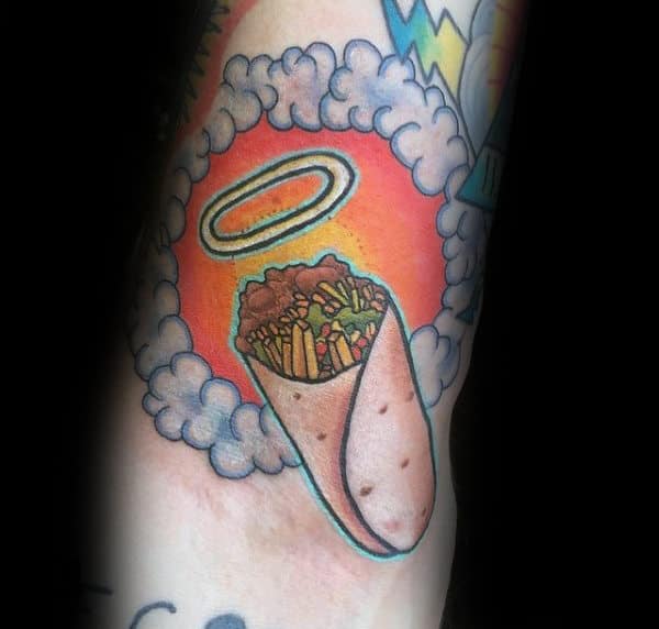 Buritto Wrap Food Tattoo Male Arms