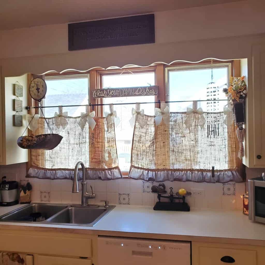 burlap brown kitchen curtain ideas ninety9pepper