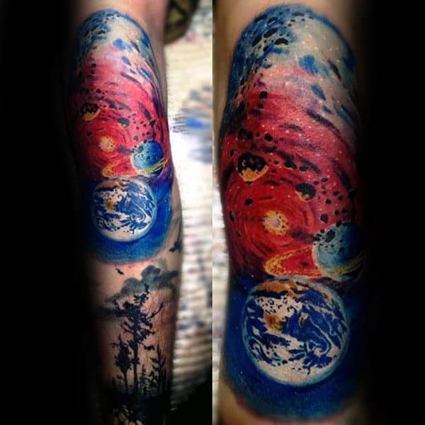 Burning Skies Astronomy Tattoo Male Full Sleeves