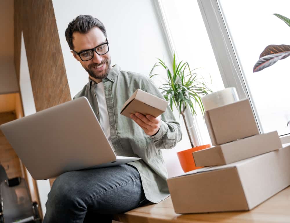 business owner sells good online