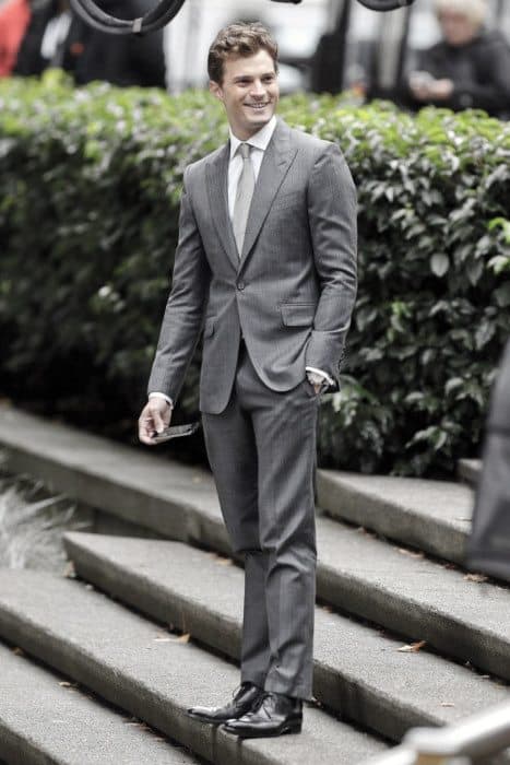 Business Professional Grey Suit Black Shoes Male Style