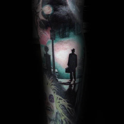 Businessman Standing On Street Silhouette Tattoos For Guys