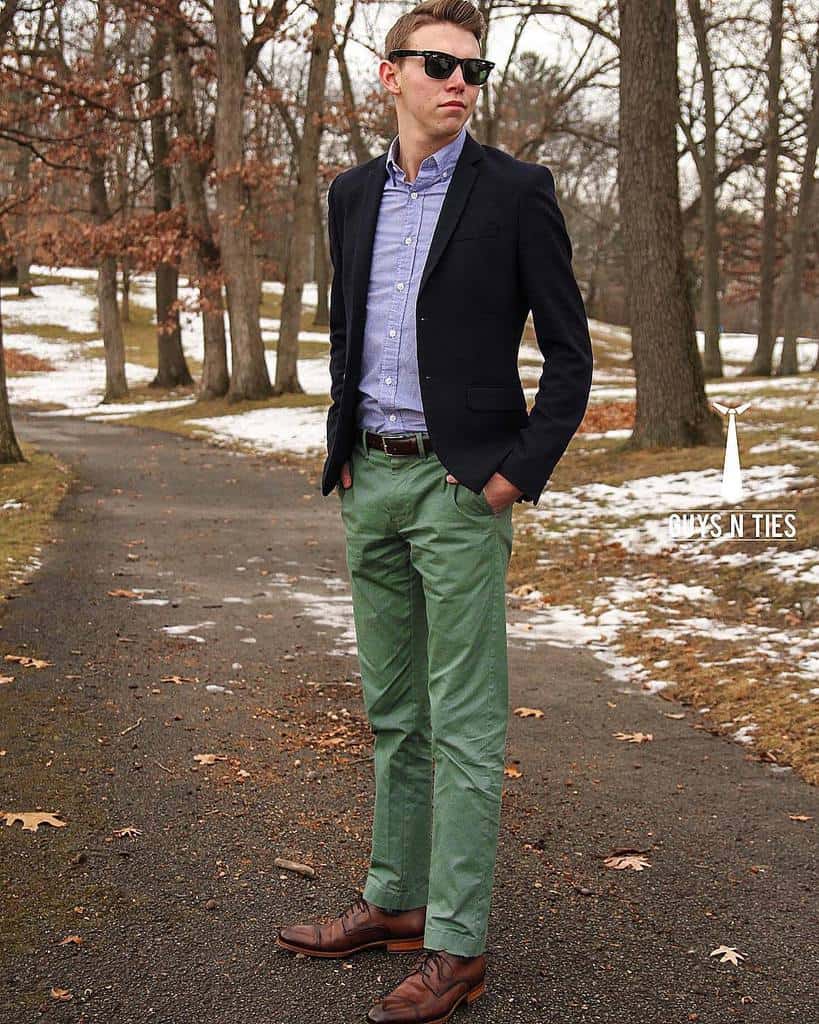 Button Down Green Pants Outfit