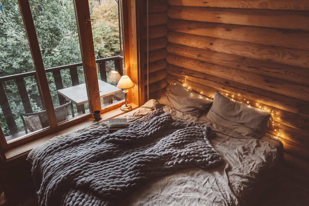small wood cabin bedroom