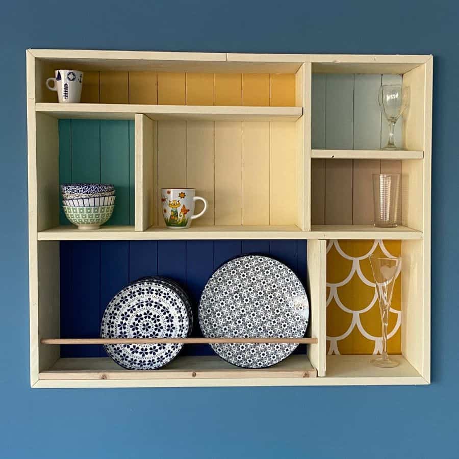 wood wall cabinet kitchen with cutlery