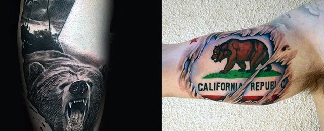 California Bear Tattoo Designs For Men