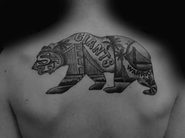 California Giants Mens San Fransisco Bear Back Tattoo