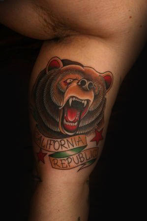 California Republic Old School Guys Bear Inner Arm Tattoos
