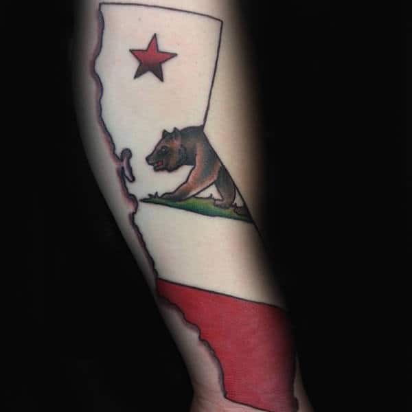 California State Flag Mens Arm Tattoo