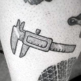 Caliper Measuring Tool Male Pointillism Small Tattoo Ideas
