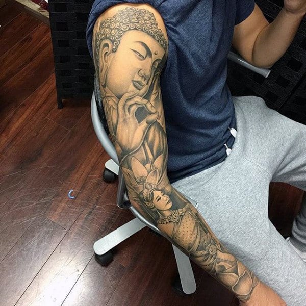 Calm Buddha Religious Tattoo Sleeves