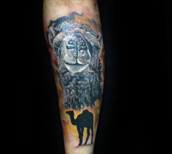 Camel Themed Mens Forearm Sleeve Tattoos