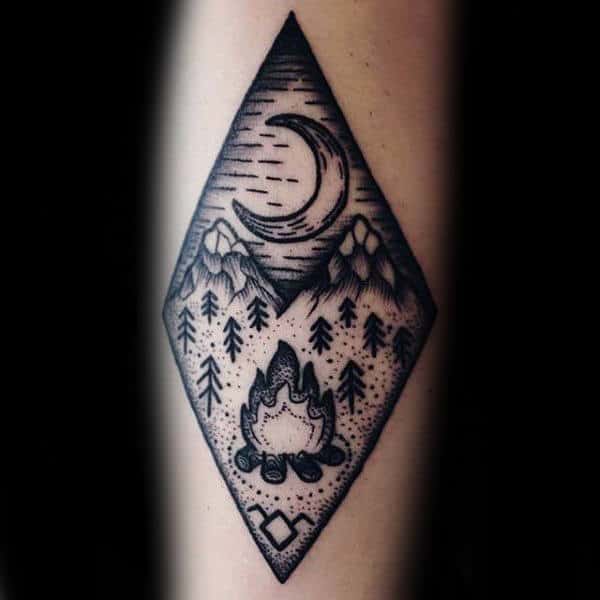 Campfire Twin Peaks Guys Small Tattoo Ideas