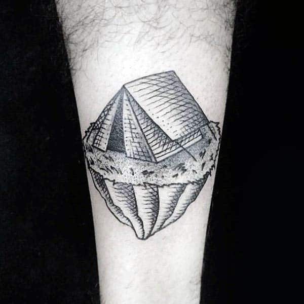 Camping Tent On Cliff Woodcut Guys Tattoos