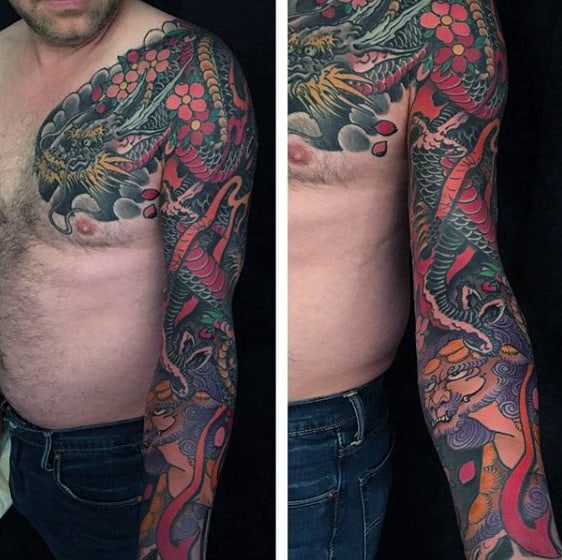 Captivating Japanese Sleeve Tattoo Guys
