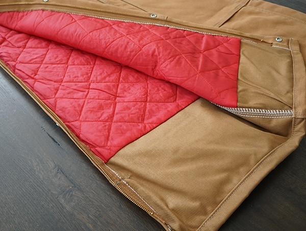 Carhartt Inner Red Quilt Lined Zip To Thigh Bib Overalls