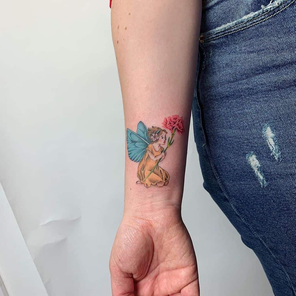 Carnation Angel Child Color Fairy Tattoo
