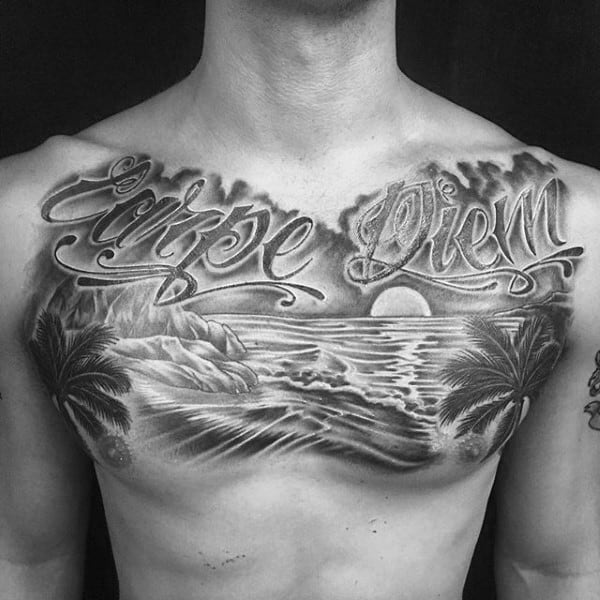 Carpe Diem Mens California Ocean Beach Tattoo Ideas