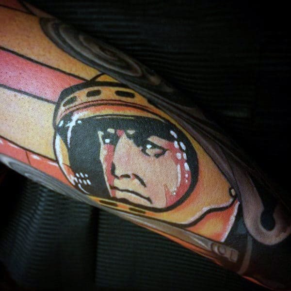 Cartoon Art Astronaut Tattoo Mens Forearms