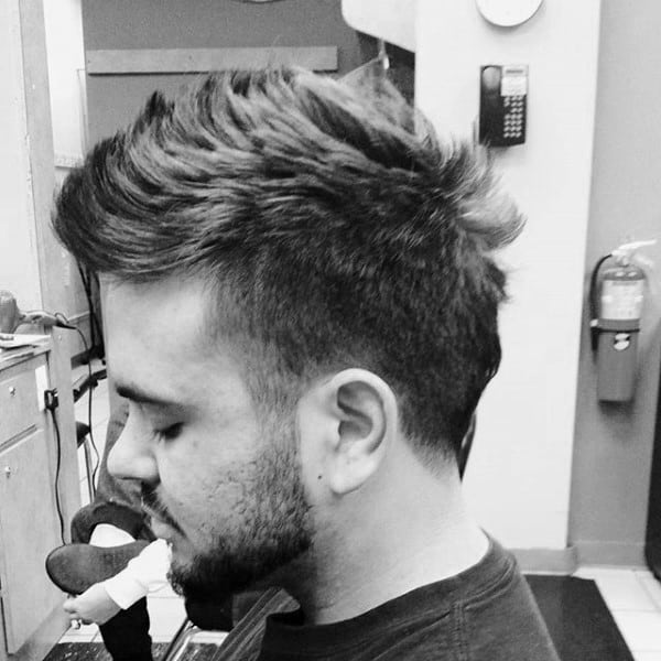 Casual Messy Guys Haircut Taper Fade Faux Hawk