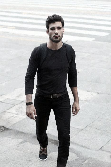 Casual Shirt And Jeans All Black Outfits Mens