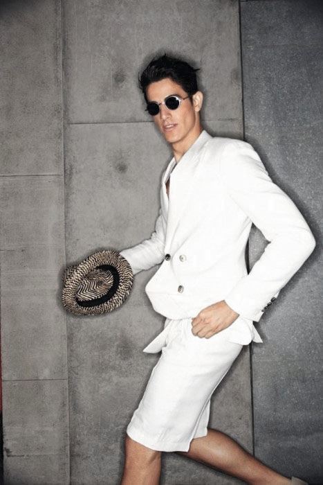 Casual Shorts With Blazer Guys All White Outfits