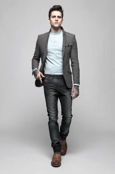 Casual Wear Mens Styles Grey Blazer With Jeans