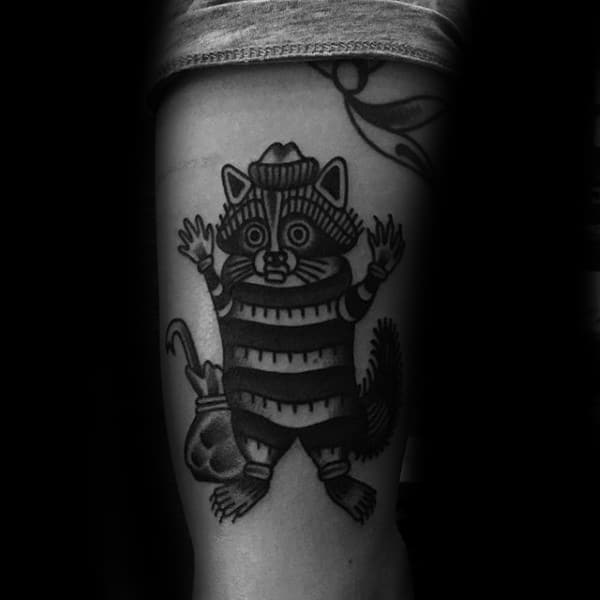 Caught Burglar Raccoon Mens Arm Tattoos