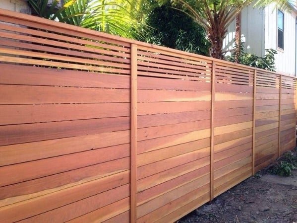 enclosed cedar fence with top strip screen
