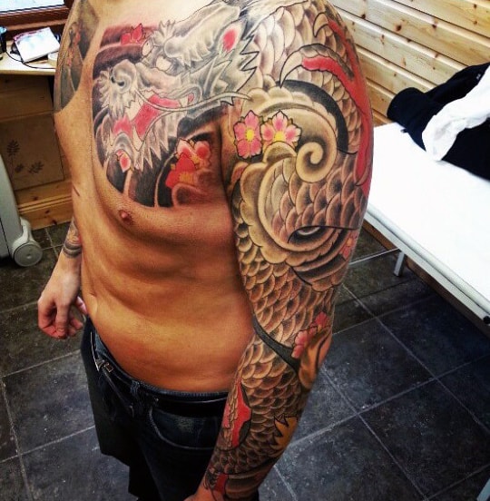 Celestial Dragon Tattoo Male Sleeves