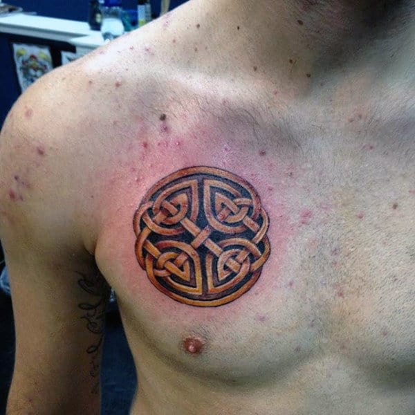 Celtic Knot Circle Tattoos For Men On Chest