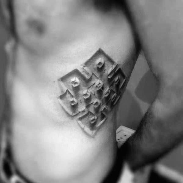 Celtic Knot Guys 3d Tribal Rib Cage Side Tattoo