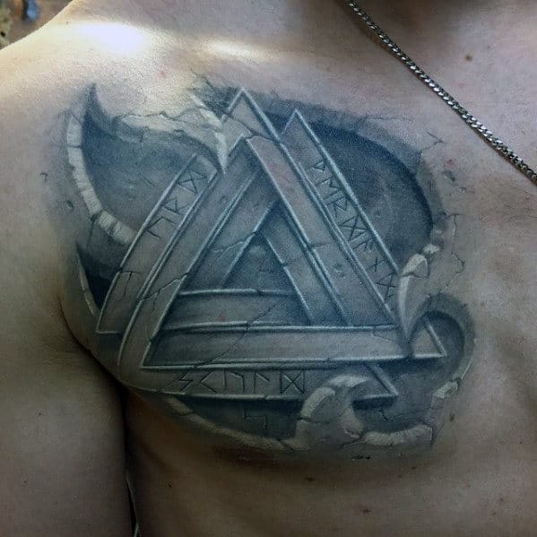 Celtic Mens Norse 3d Upper Chest Tattoo