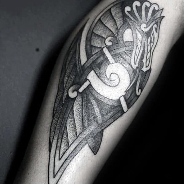 Celtic Tribal Guys Small Dragon Leg Tattoos