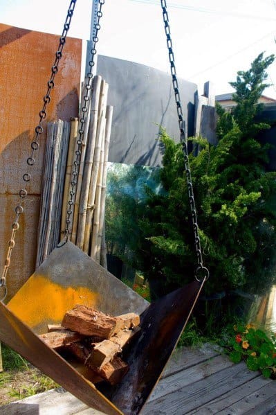 Chain Hanging Metal Fire Pit Ideas
