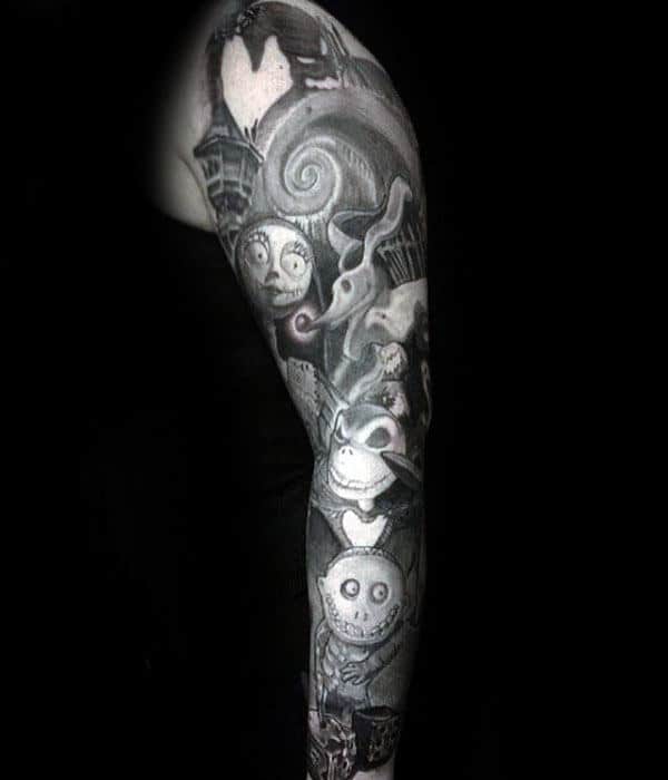 Characters From Night Before Christmas Mens Full Sleeve Tattoos