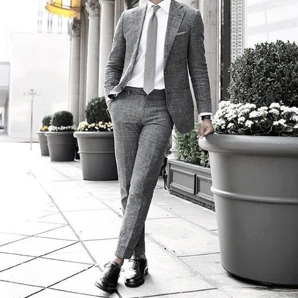 Charcoal Grey Suit Tie And Black Shoes Fashion Ideas For Men
