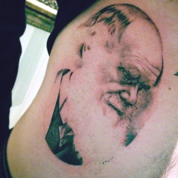 Charles Darwin Science Rib Cage Tattoos For Guys
