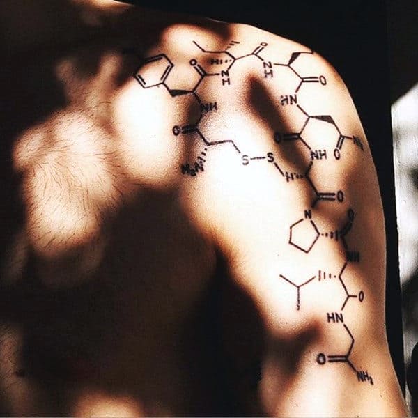 Chemical Science Tattoo Structure For Men On Upper Arm