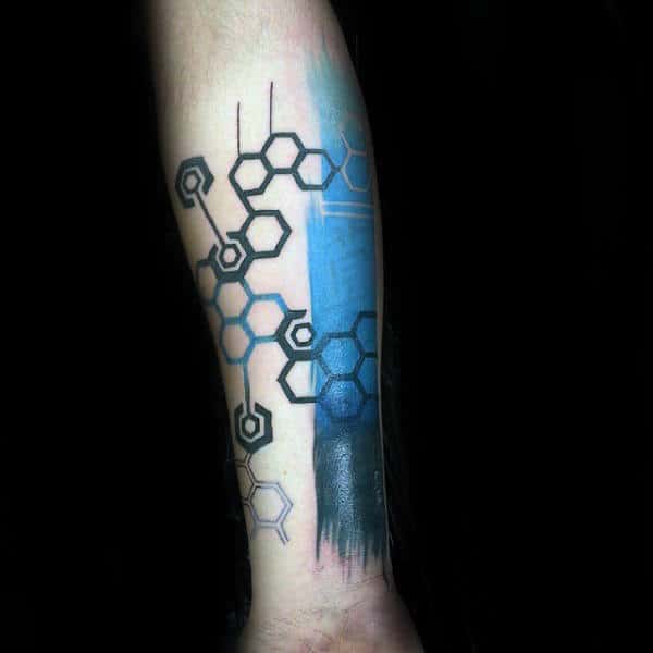 Chemical Structure Guys Trash Polka Forearm Tattoo